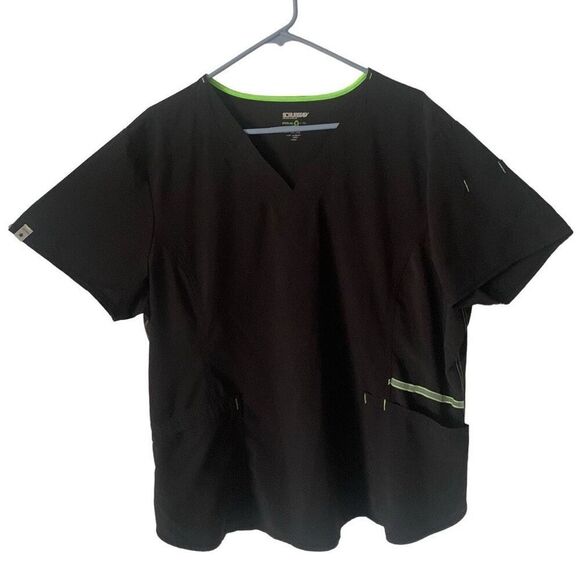 Pre Owned Women’s Scrubstar Scrub Scrubs Top Black Green XXL Practical Comfort - Picture 1 of 12